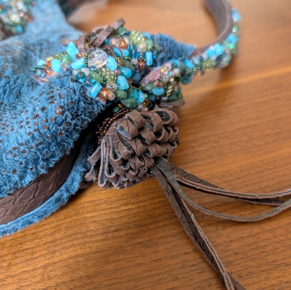 Mary Frances Teal/Brown Beaded Purse - Picture 3 of 5
